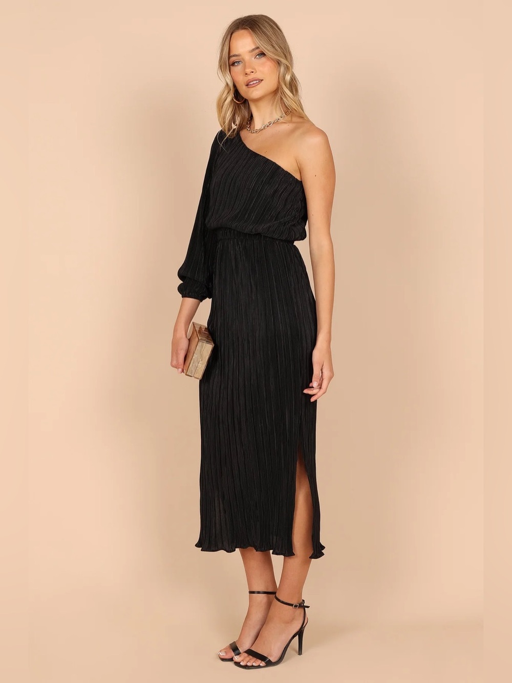 Petal & Pup Pontee One Shoulder Pleated Midi Dress- NWT- Size Medium